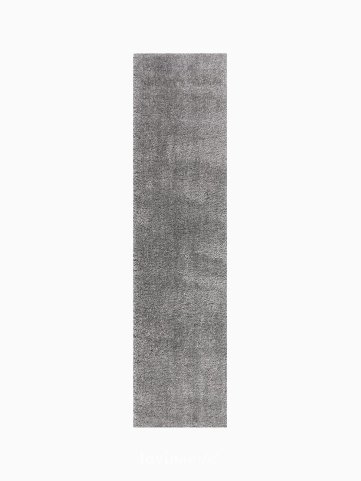 Runner shaggy Velvet in poliestere, colore grigio chiaro 60x230 cm.-1