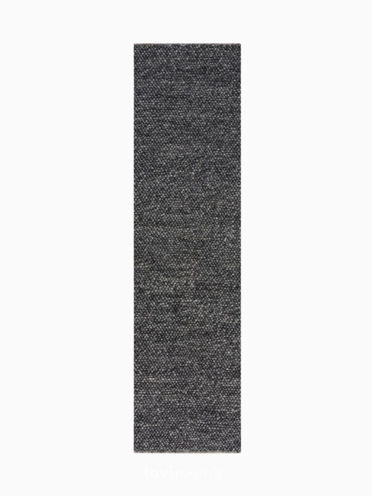 Runner di design MInerals in lana, colore grigio scuro 60x230 cm.-1