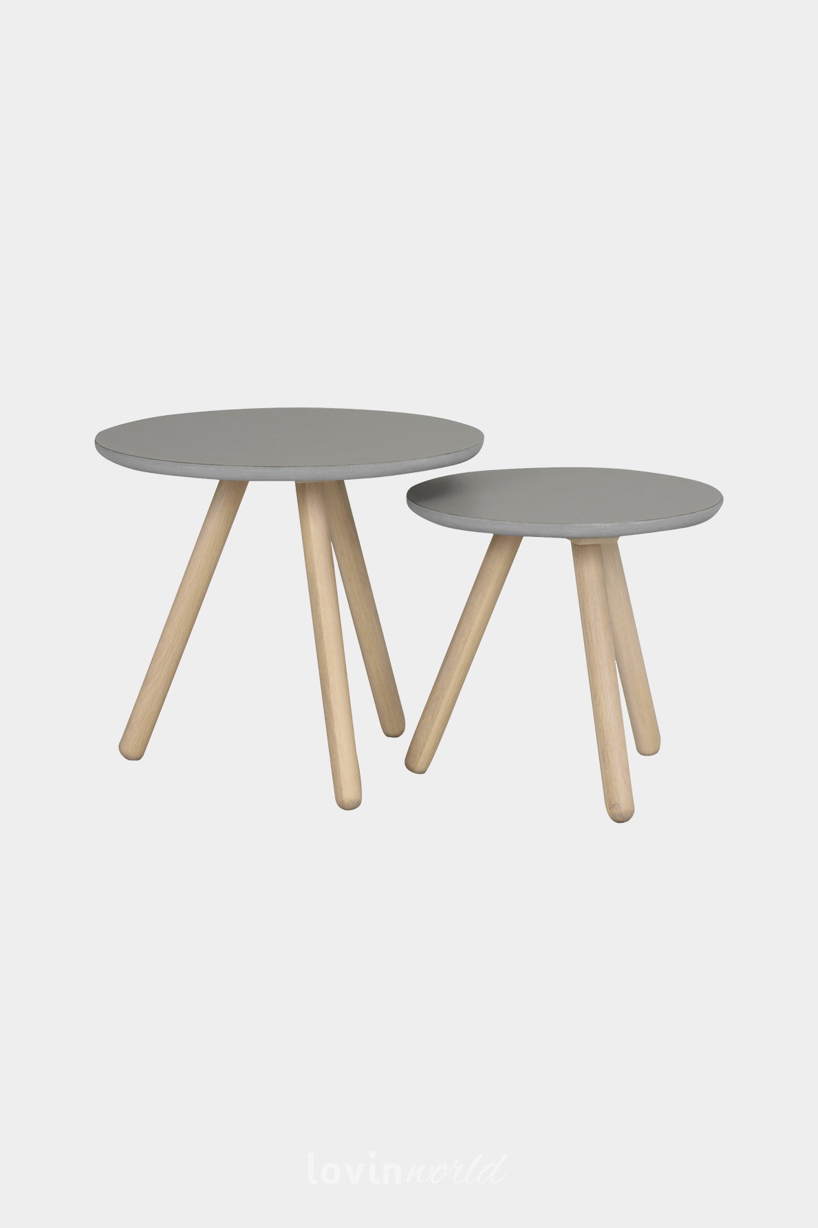 2 tavoli da caffè Russel, in colore grigio, 50x50 cm.-LovinWorld