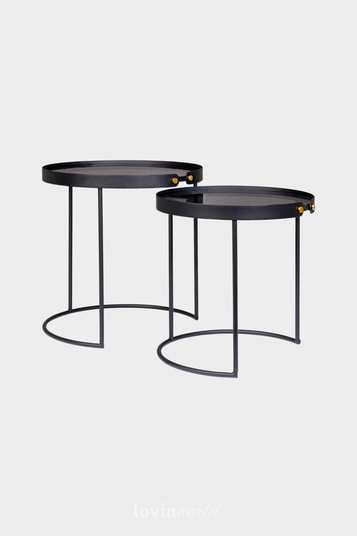 Tavolino Zeina in colore nero, 2 pz.-1