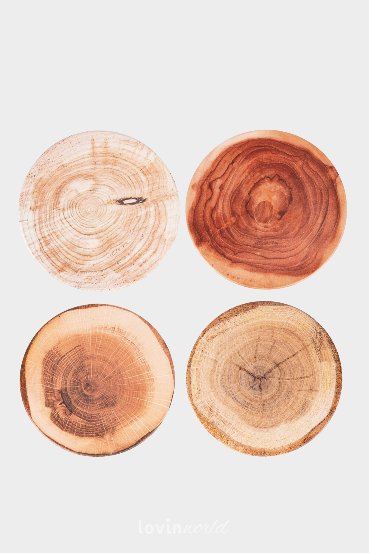 Set 4 sottobicchiere Wood, Ø 10 cm.-1