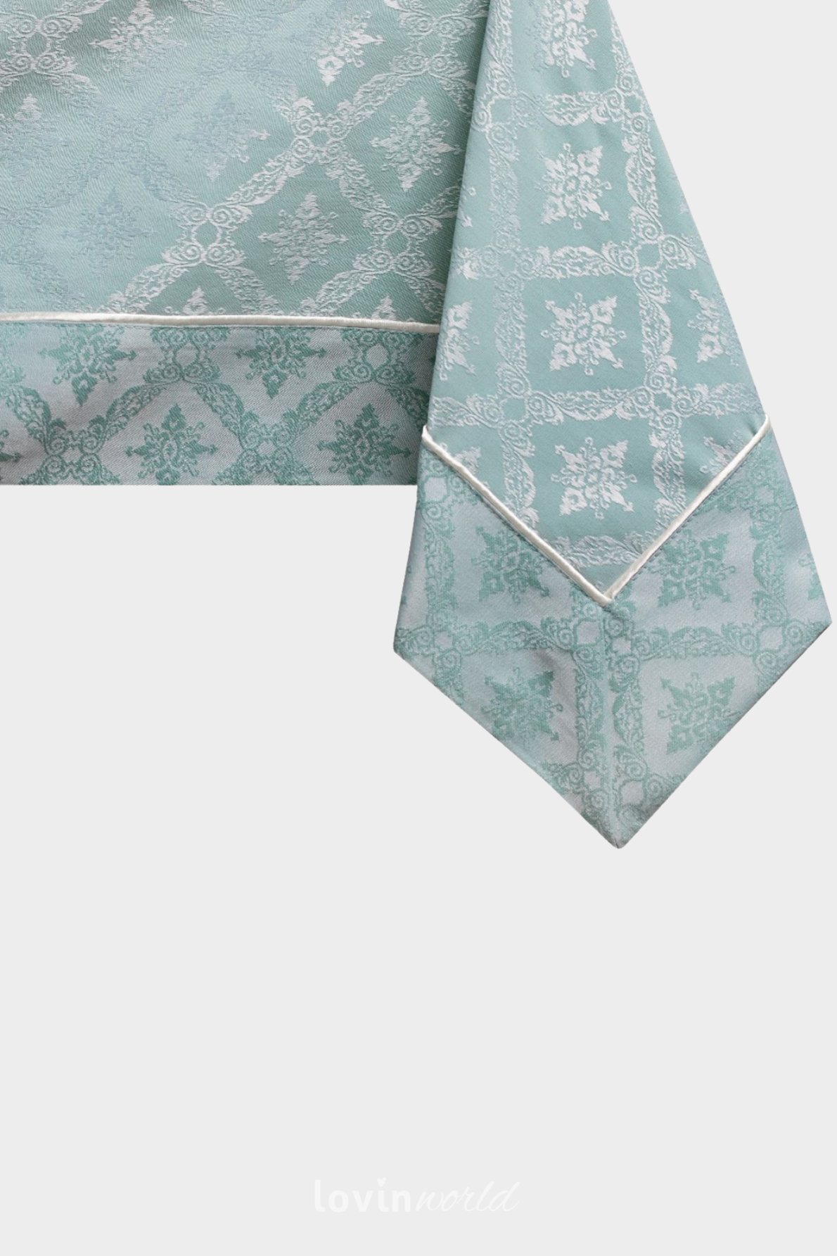 Tovaglia Maya in cotone con stampa e orletto, colore menta-1