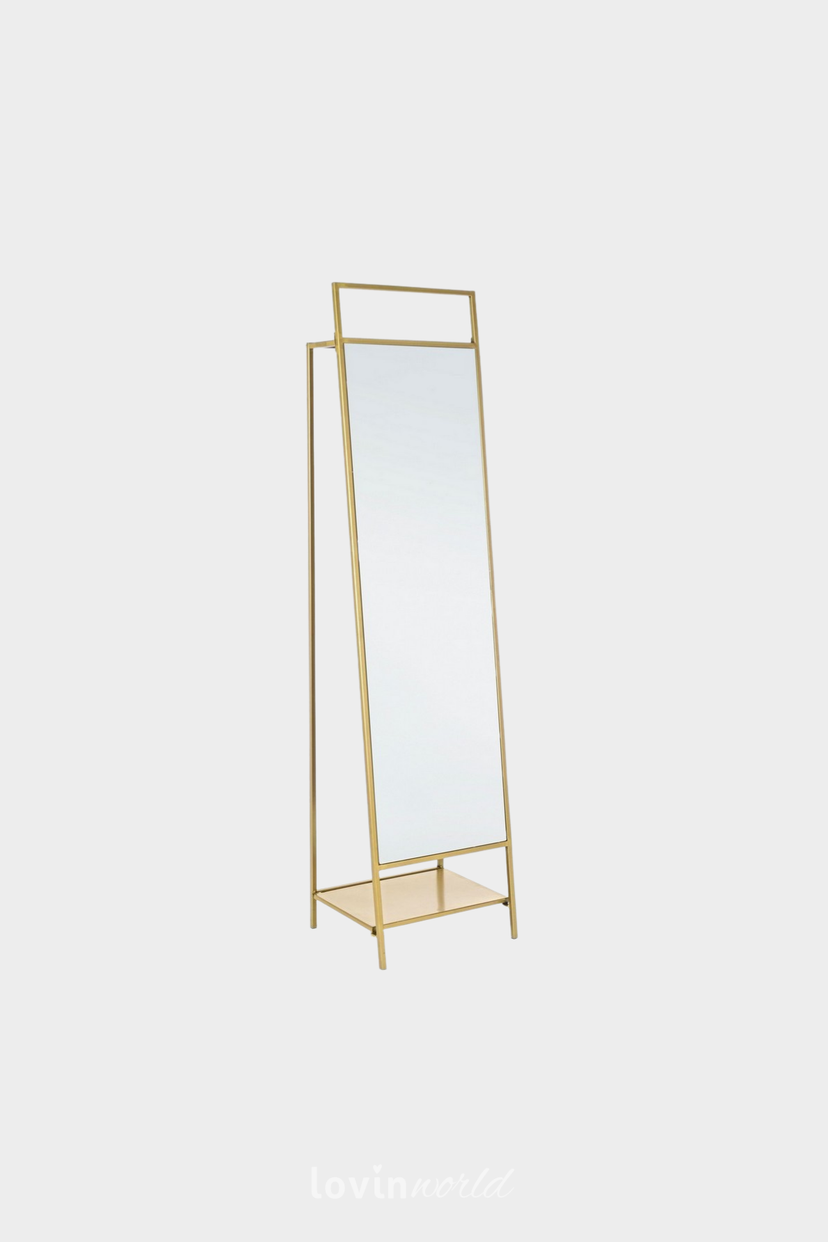 Specchio con appendiabiti Ekbal in colore oro-1