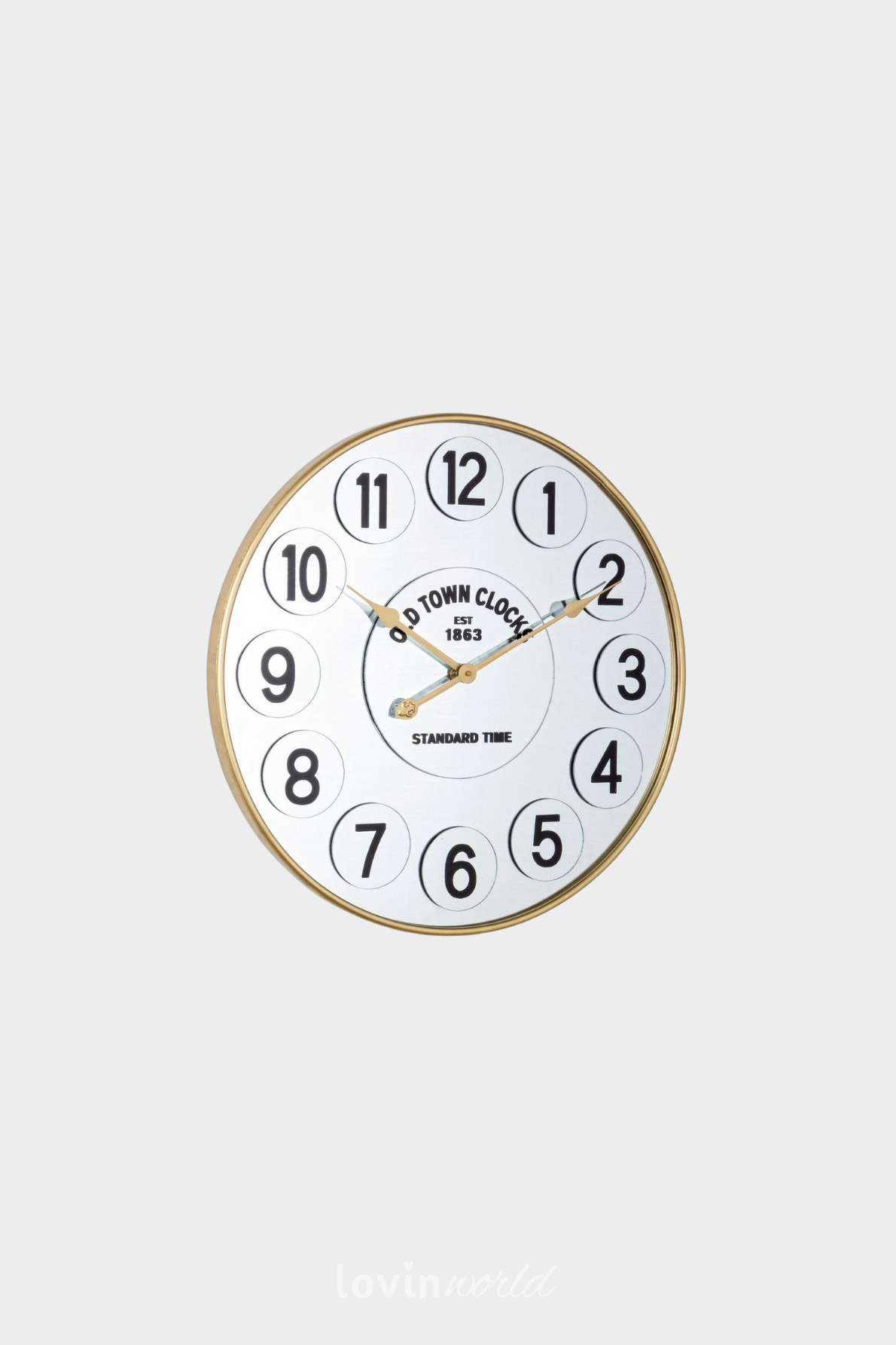 Orologio da parete Ticking in colore oro e bianco-1