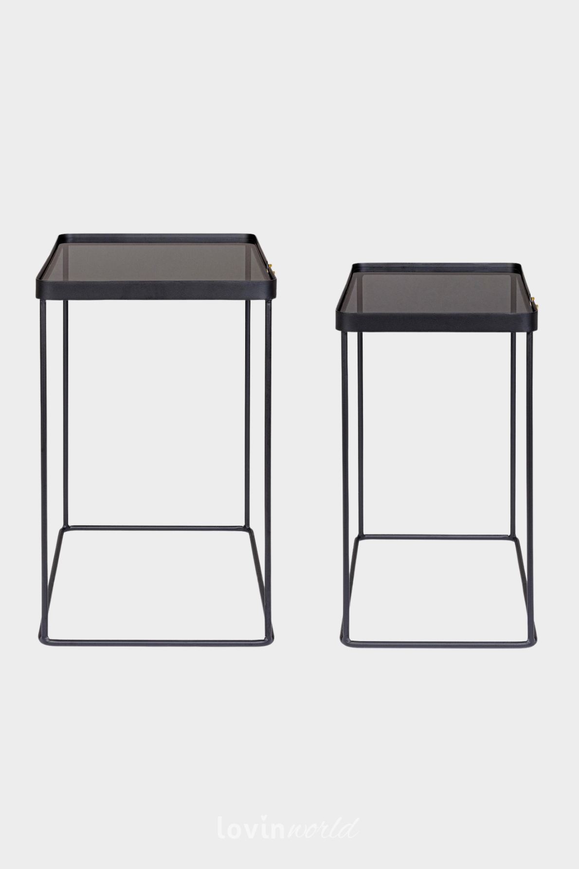 Tavolino Zeina rettangolare, in colore nero, 2 pz.-4