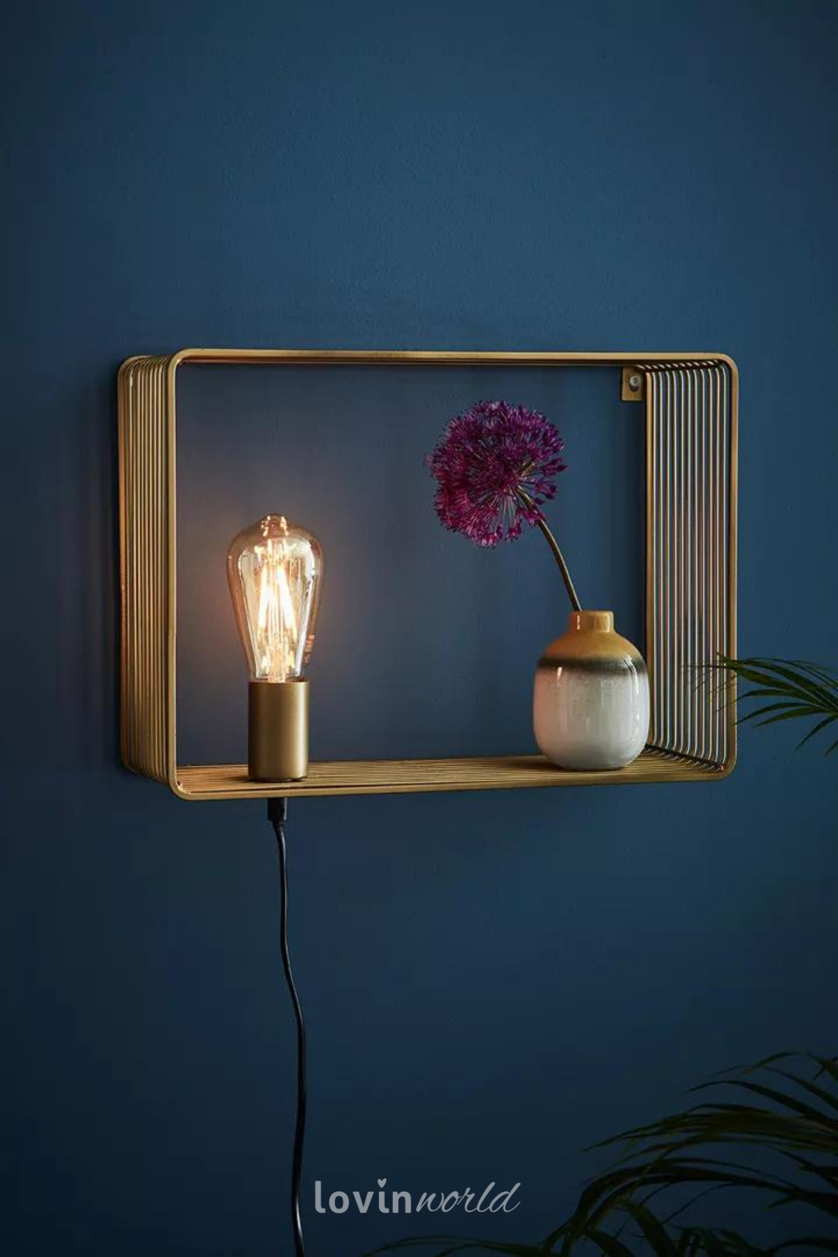 Lampada da parete Shelf, in colore oro-4