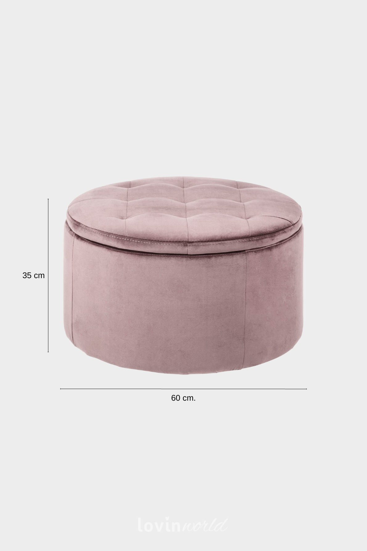 Pouf contenitore Worry, in colore rosa 35x60 cm.-4