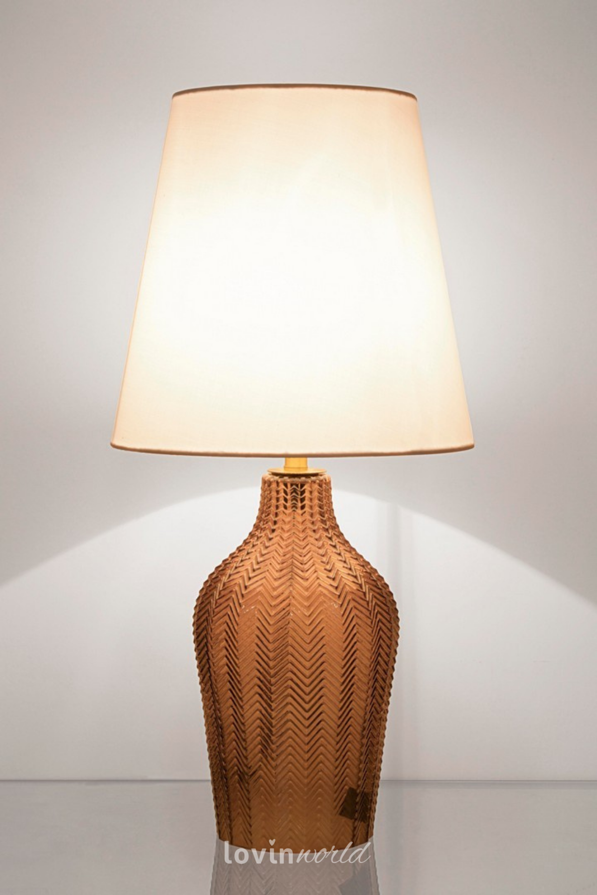 Lampada da tavolo Gleaming in colore marrone-2