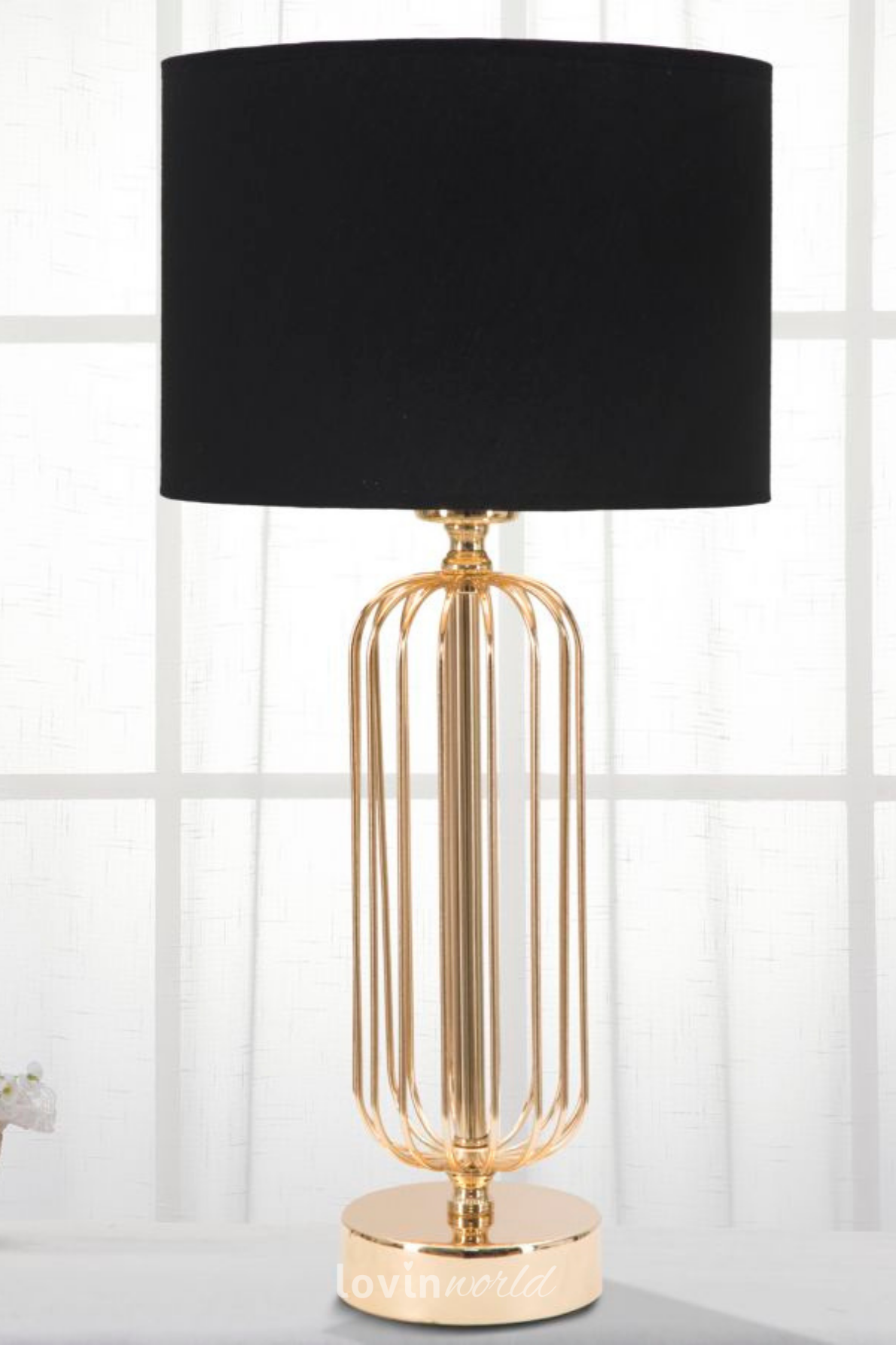 Lampada da tavolo Glam Towy, in colore oro/nero-2