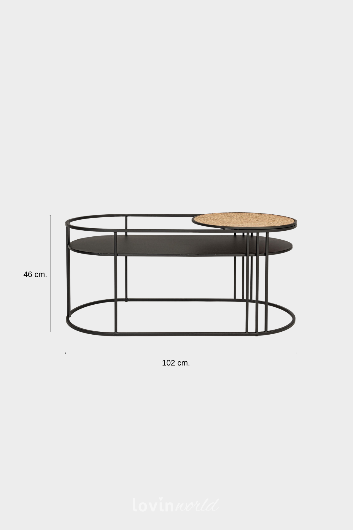 Tavolino ovale Elyot in colore nero-5