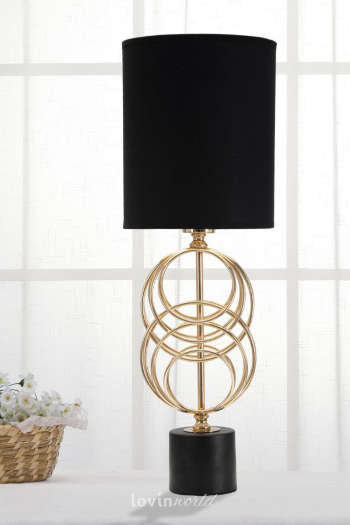 Lampada da tavolo Circly, in colore oro/nero-2