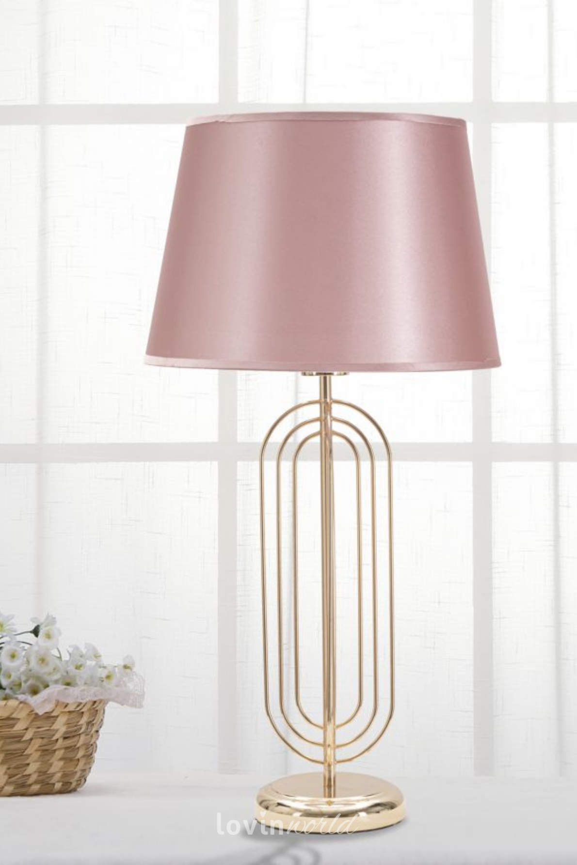 Lampada da tavolo Krista, in colore rosa/oro-2