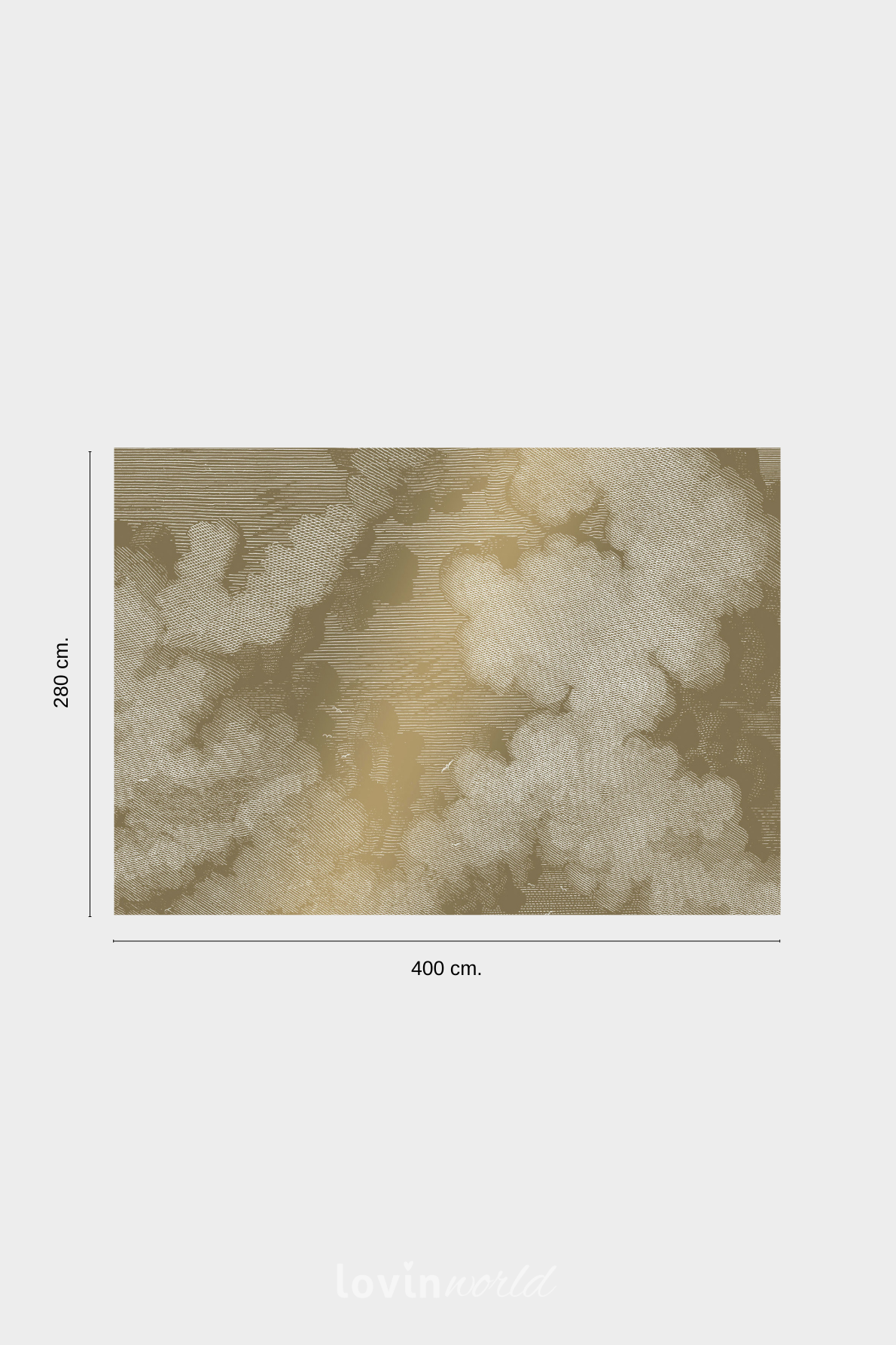 Carta da parati metallizzata Nuvole incise in colore beige-5