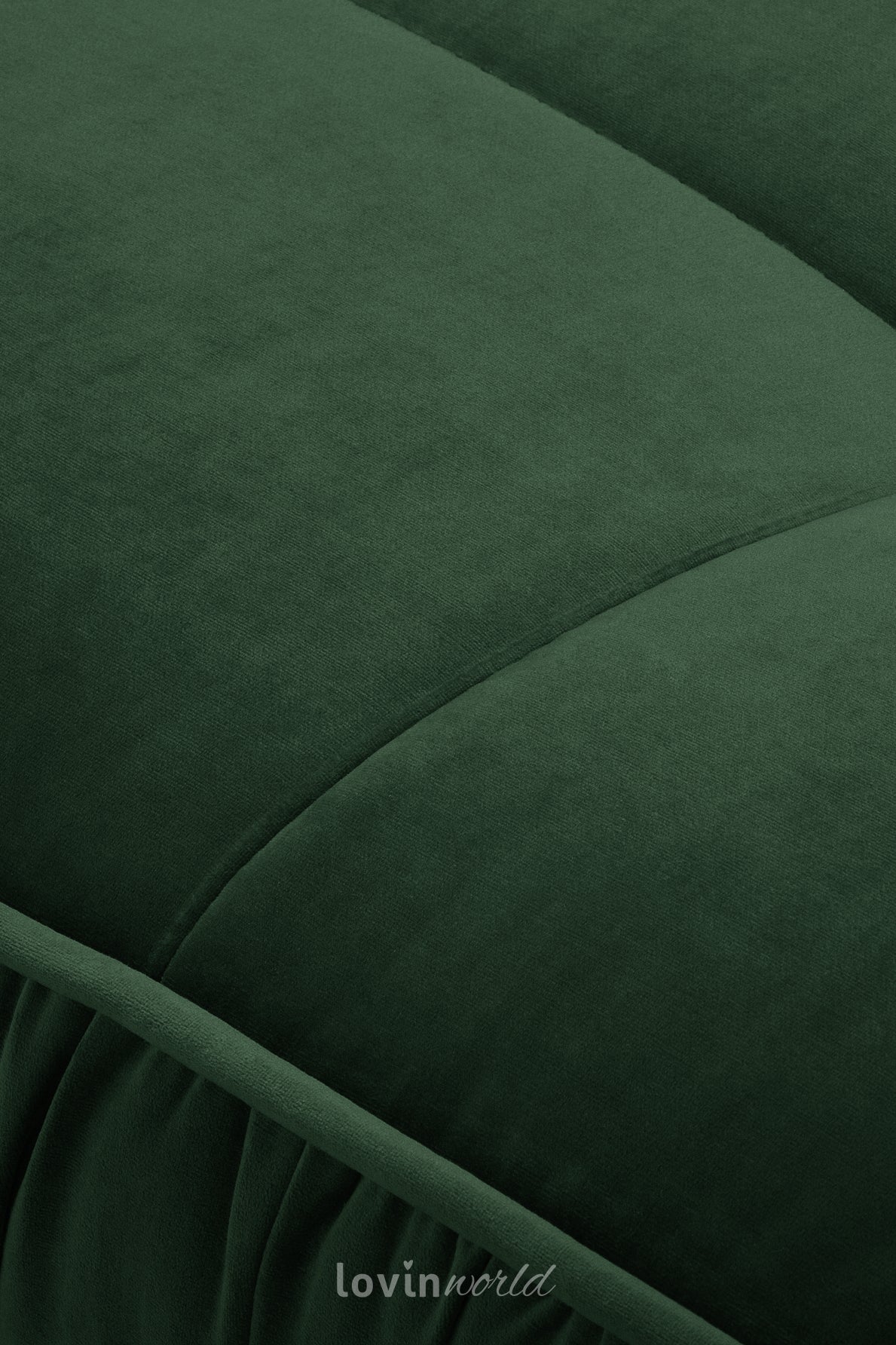Divano Jardanite 3 posti, in velluto verde con gambe argentate-LovinWorld