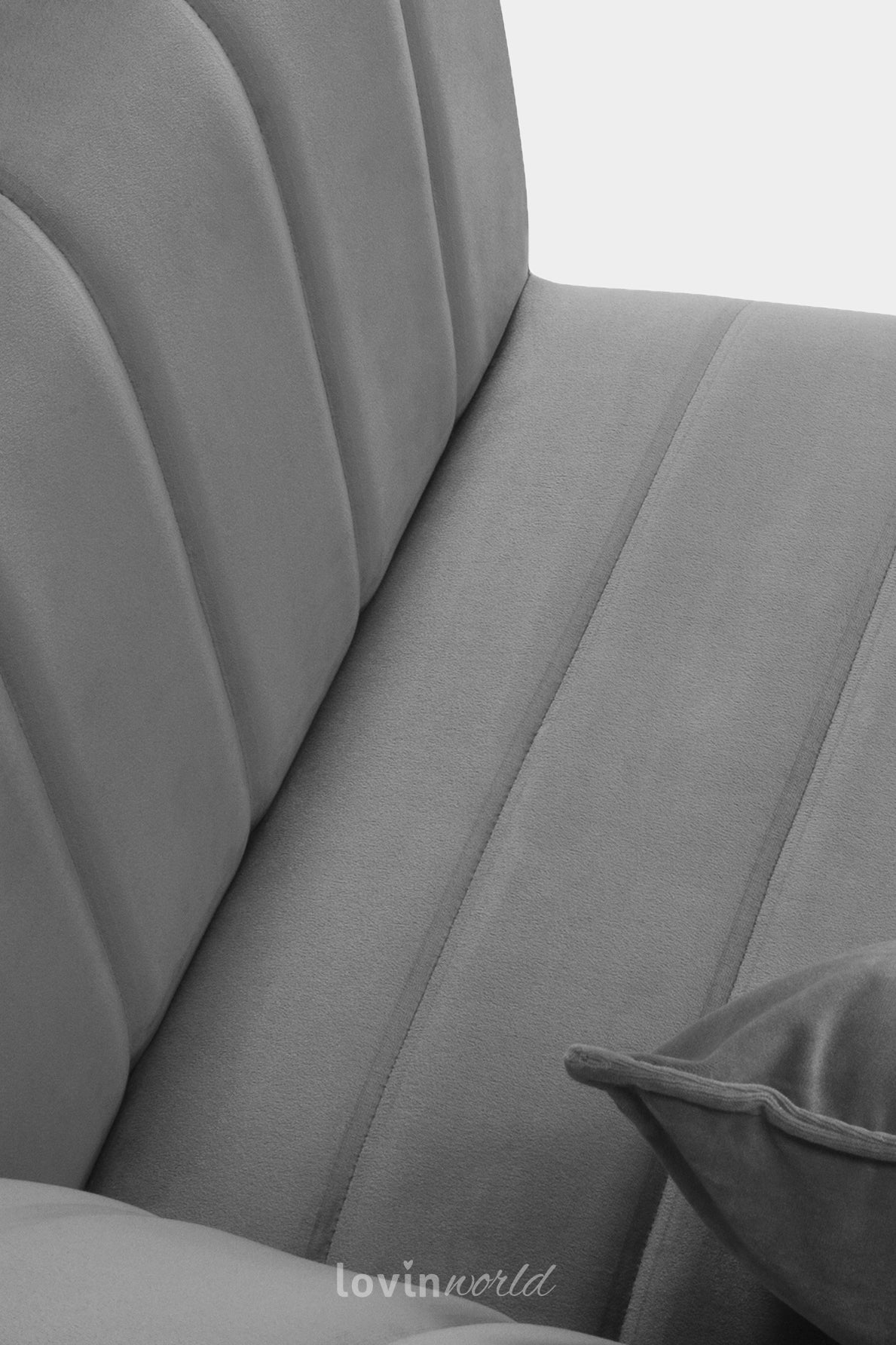 Divano Annite 2 posti, in velluto grigio chiaro con gambe dorate-LovinWorld