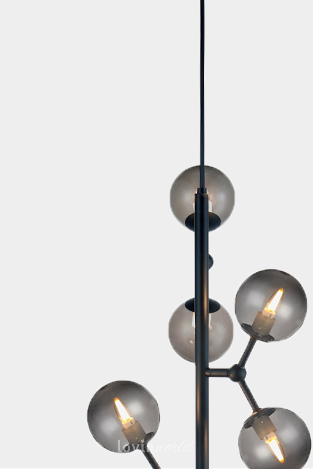 Lampada a sospensione Atom verticale, in colore nero-LovinWorld